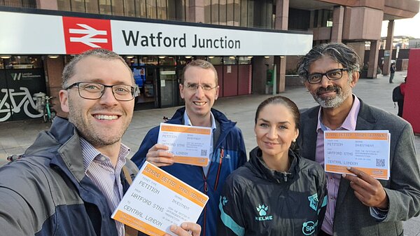 Campaigners outside watford junction