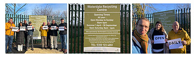 Lib Dem Mayor of Watford Peter Taylor and Councillors from St Albans, Three Rivers and Watford object to HCC's plans to reduce the opening hours of household waste. Lib Dem Mayor of Watford Peter Taylor and Councillors from St Albans, Three Rivers and Watford object to HCC's plans to reduce the opening hours of household waste.
